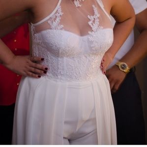 White lace romper (see through top)